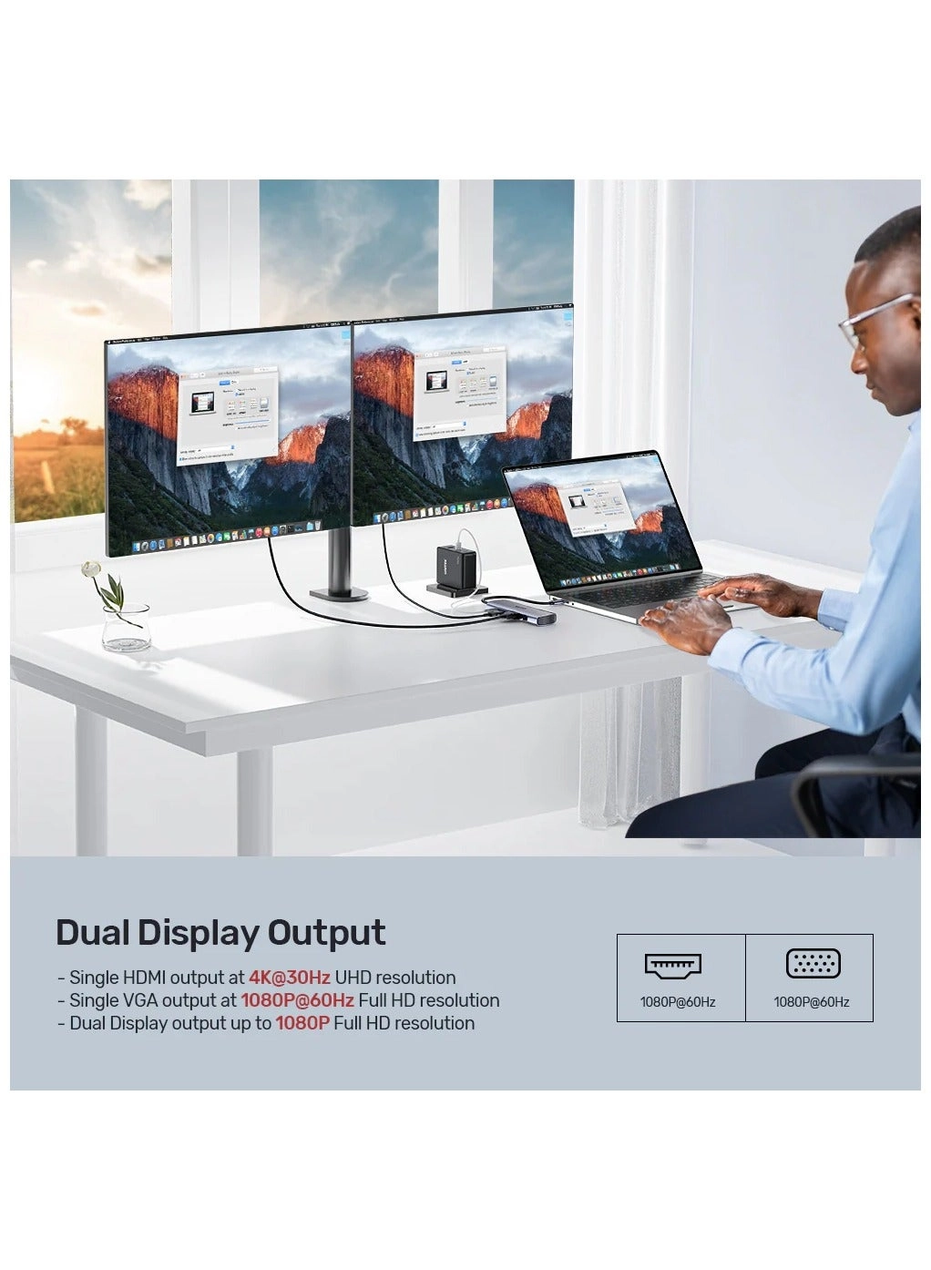 D1113A - 9-in-1 USB-C Hub 3x USB-A 5Gbps HDMI 4K@30Hz PD 100W