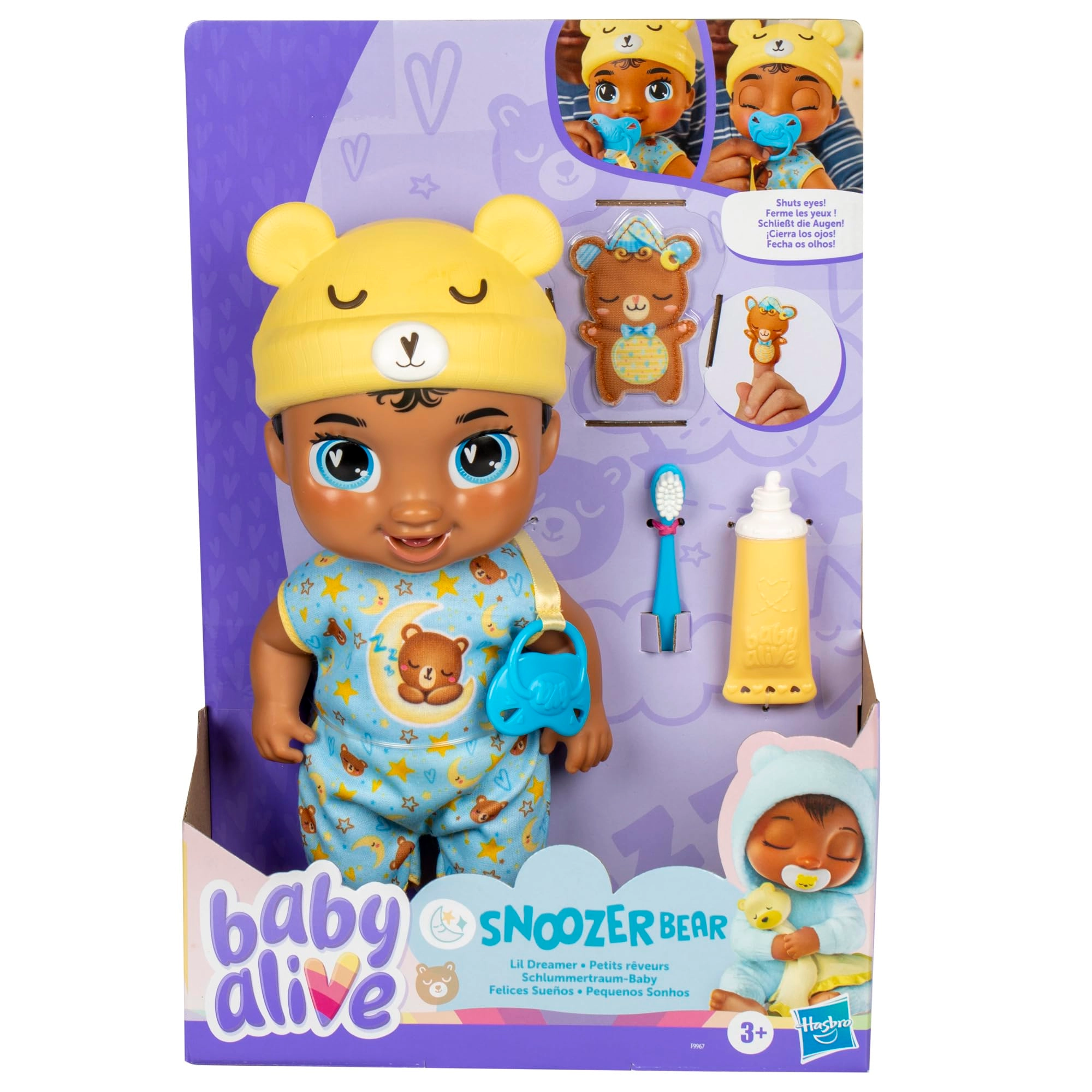 Snoozer Bear Baby Doll - 11 inches Black Hair Ages 3+