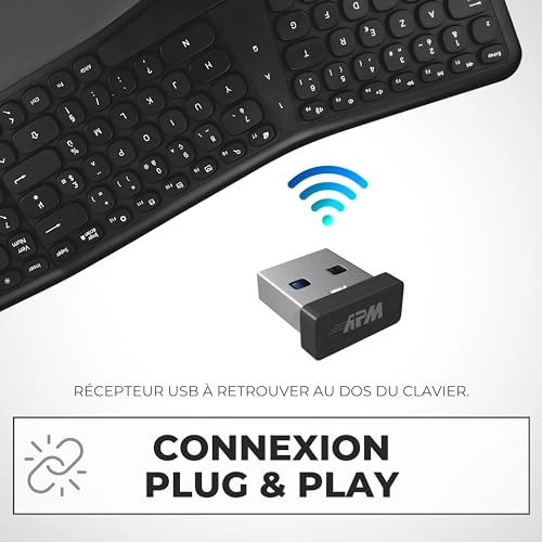 Ergonomic Wireless Keyboard - FR Wired/Wireless