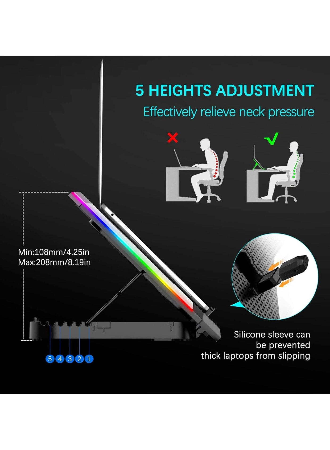 8 CORE COOLING LAPTOP STAND - 8 15.6-17.3 Inch
