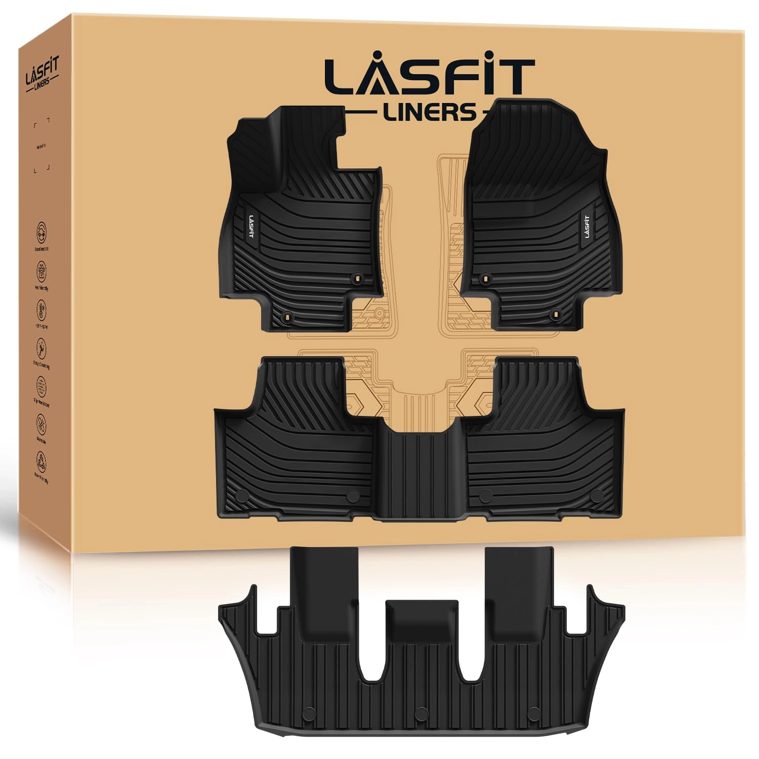 LASFIT Floor Mats - Toyota Grand Highlander Lexus TX350 2024-2026 1st & 2nd & 3rd Row