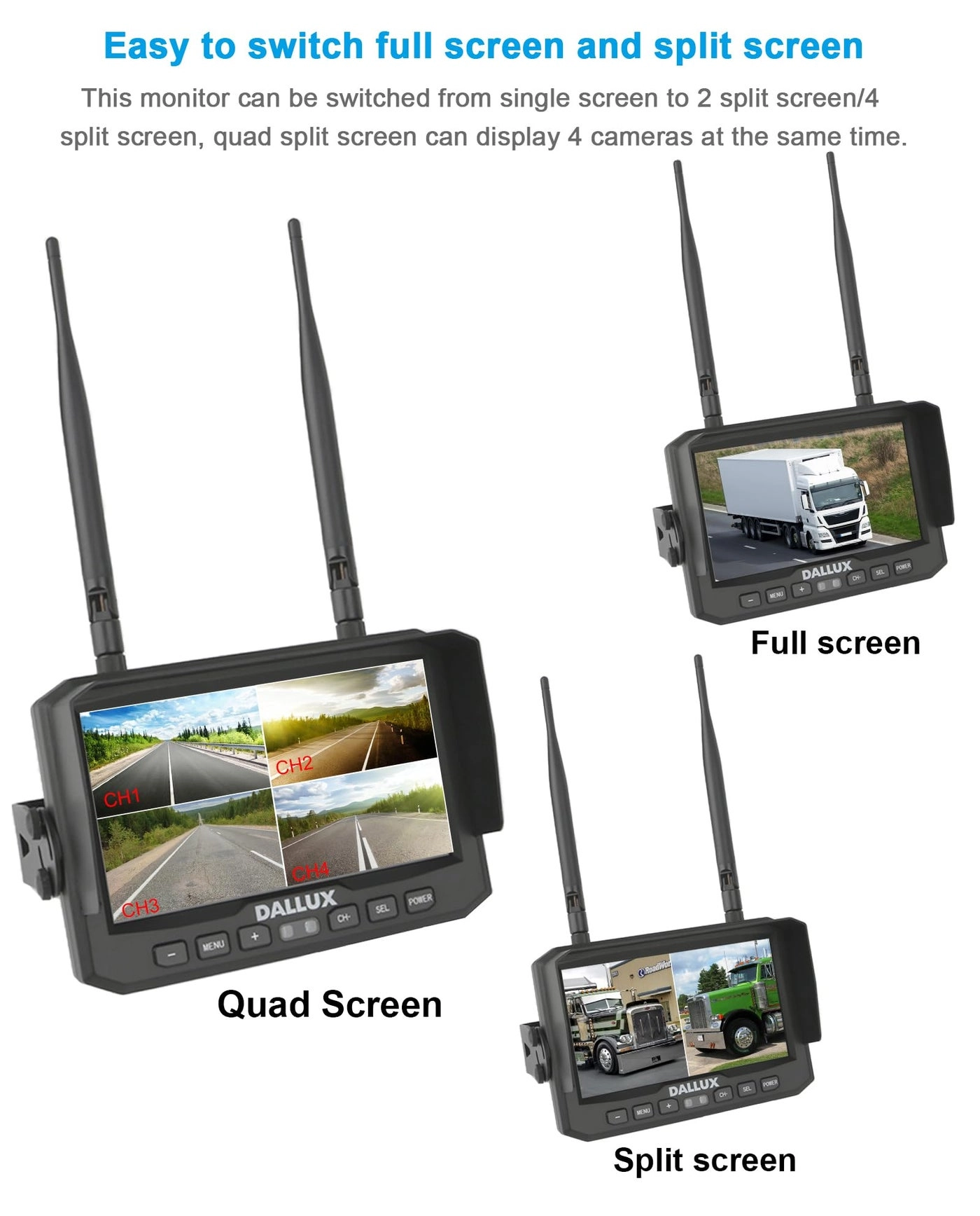 Truck Backup Camera - HD 1080P + 7 inch Monitor + 4 PIN Extension Cable