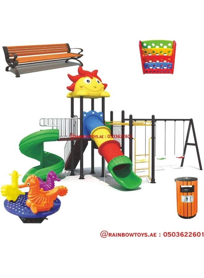 Multi Purpose Kids Outdoor Playing Equipments - 770x320x280cm 2+ Years