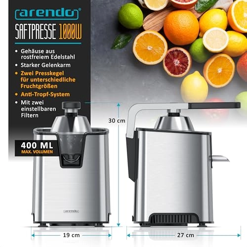 Electric citrus juicer - 1000 watts 400 Milliliters