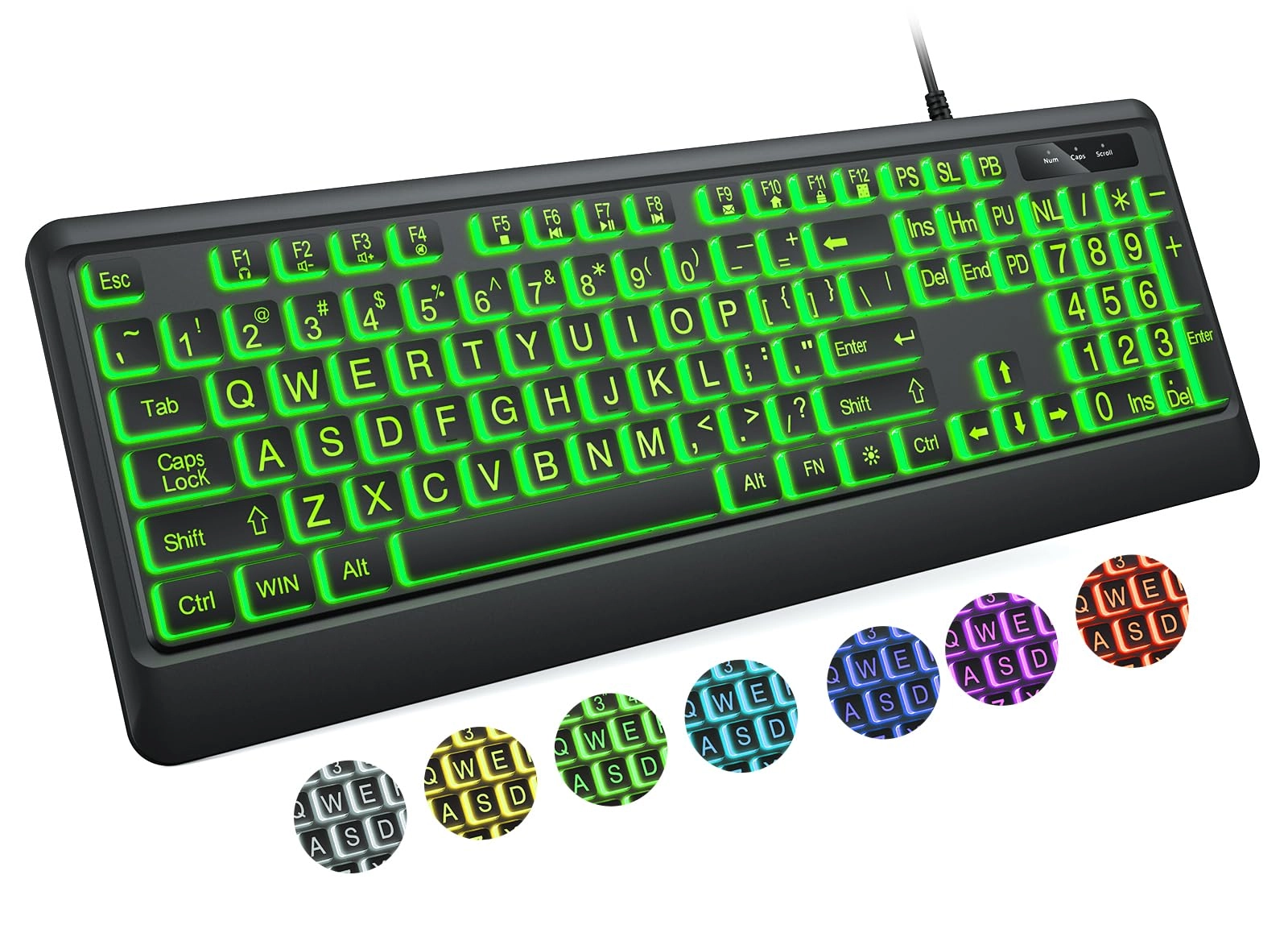 Large Print Backlit Keyboard - QWERTY Wired/Wireless