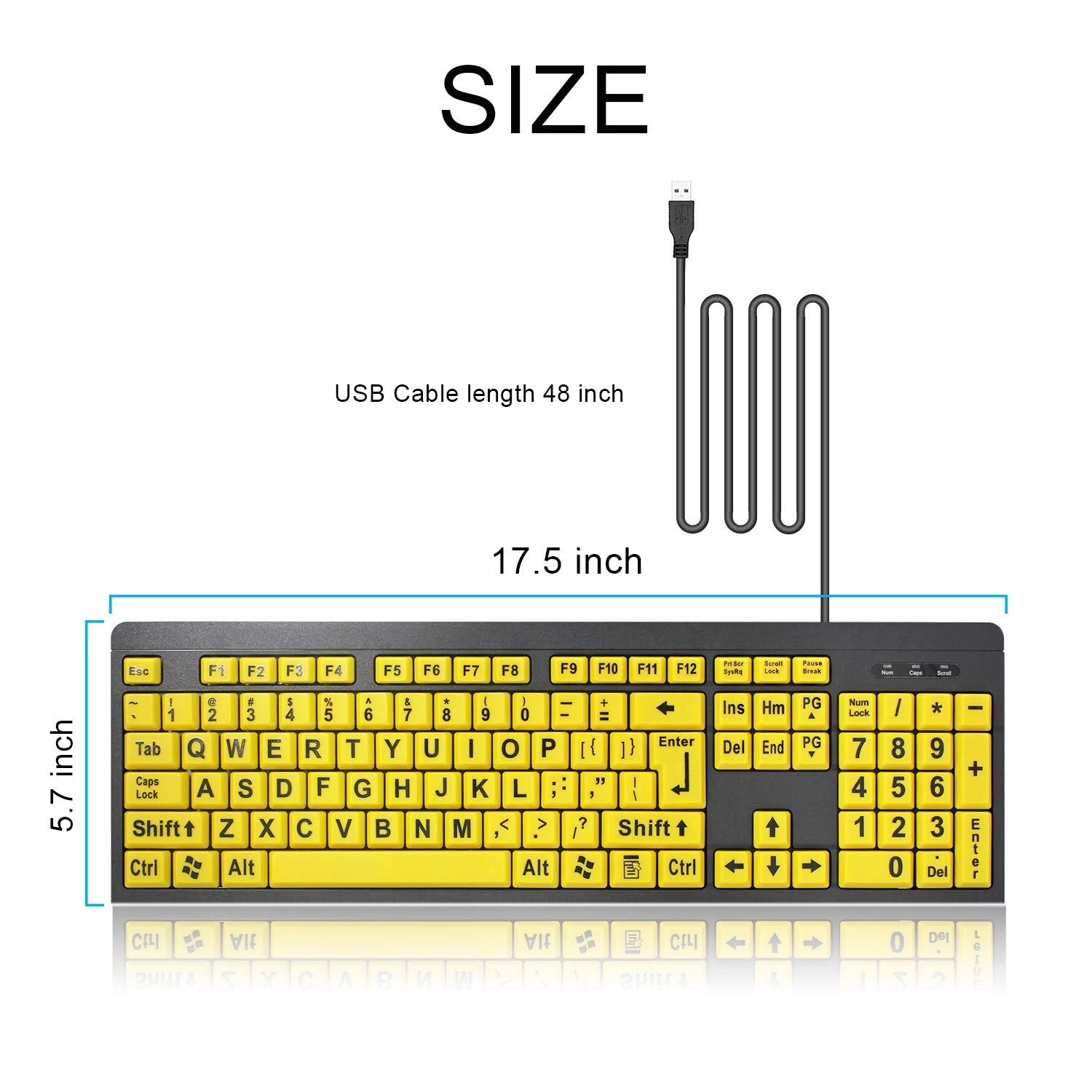 Large Print Computer Keyboard - QWERTY Wired