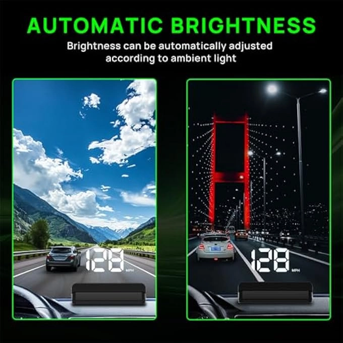 Car Hud Head Up Display - USB Plug And Play Auto Brightness Large Font Display
