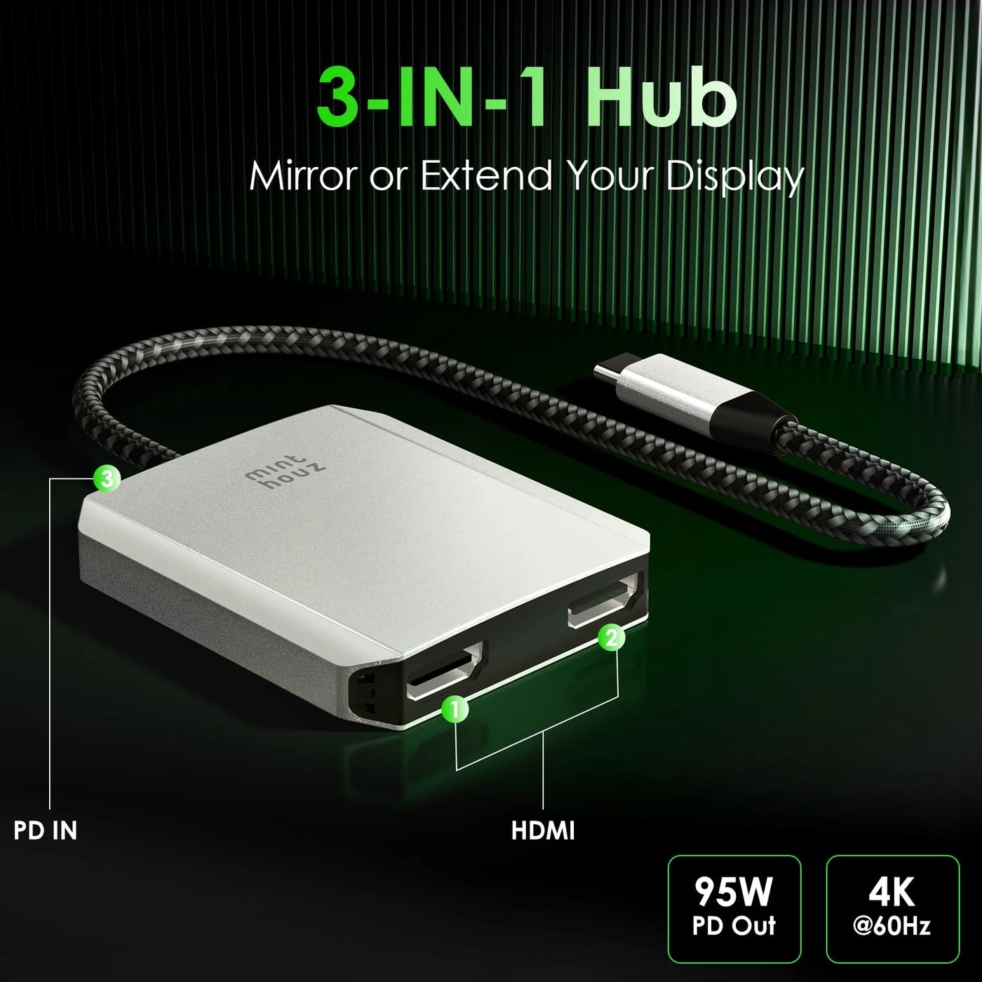 USB C to Dual HDMI Adapter - 4K@60Hz