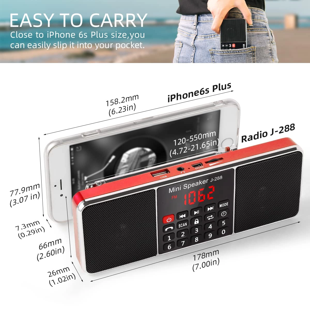J-288 - Portable AM FM Bluetooth