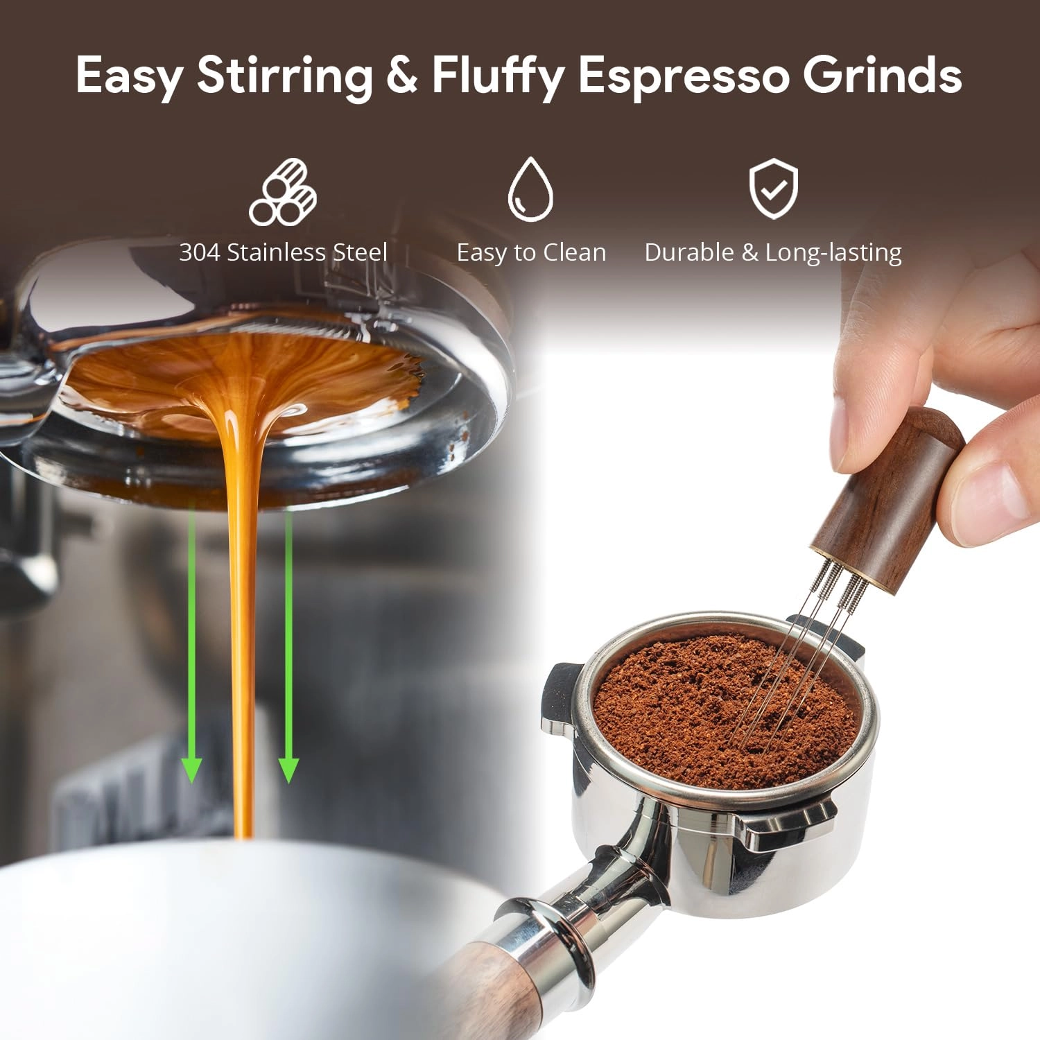 Coffee Tamper - 51mm + Tamper Mat + Milk Frother Jug - Stainless Steel + WDT Tool - 316 + Espresso Spoon + Latte Art Pen + Cappuccino Stencils - 16-Piece