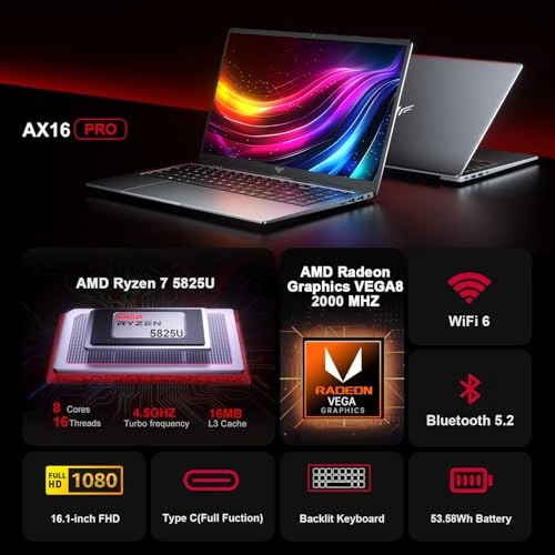 AX16PRO - 16.1'' Ryzen 7-5825U 16GB DDR4 512GB SSD