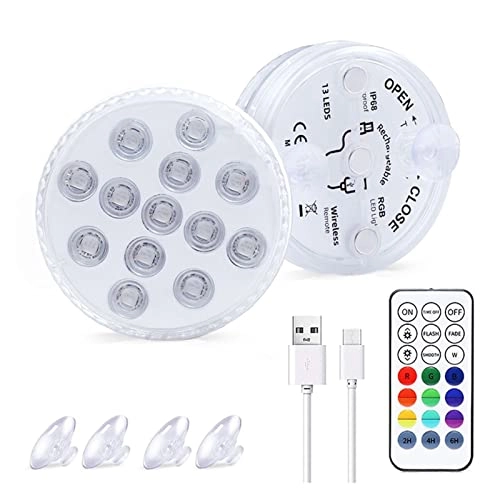 Underwater Submersible LED Lights - 13 LEDs IP68 USB Rechargeable