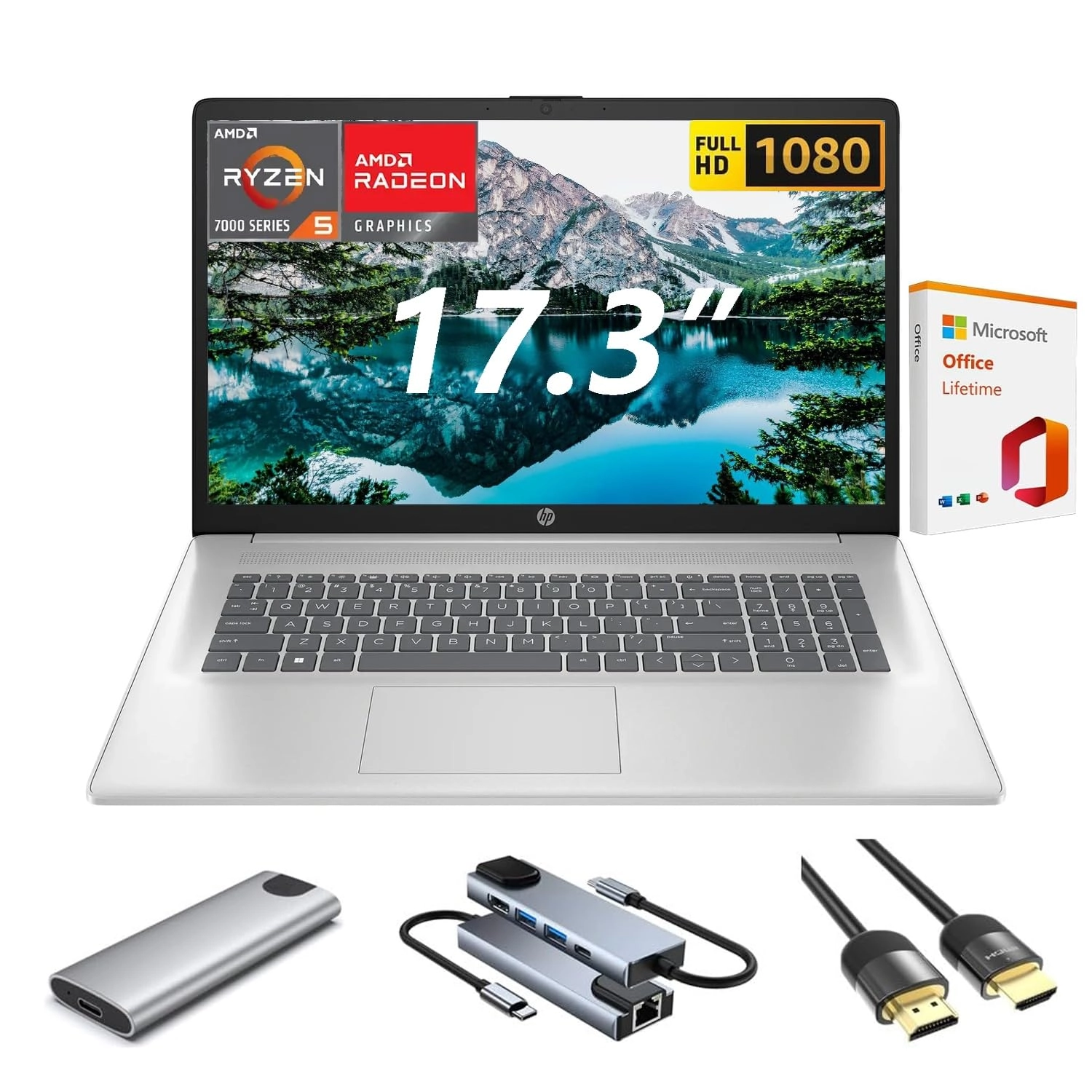 HP 17-cp - 17.3'' Ryzen 5-7430U 16GB DDR4 512GB SSD