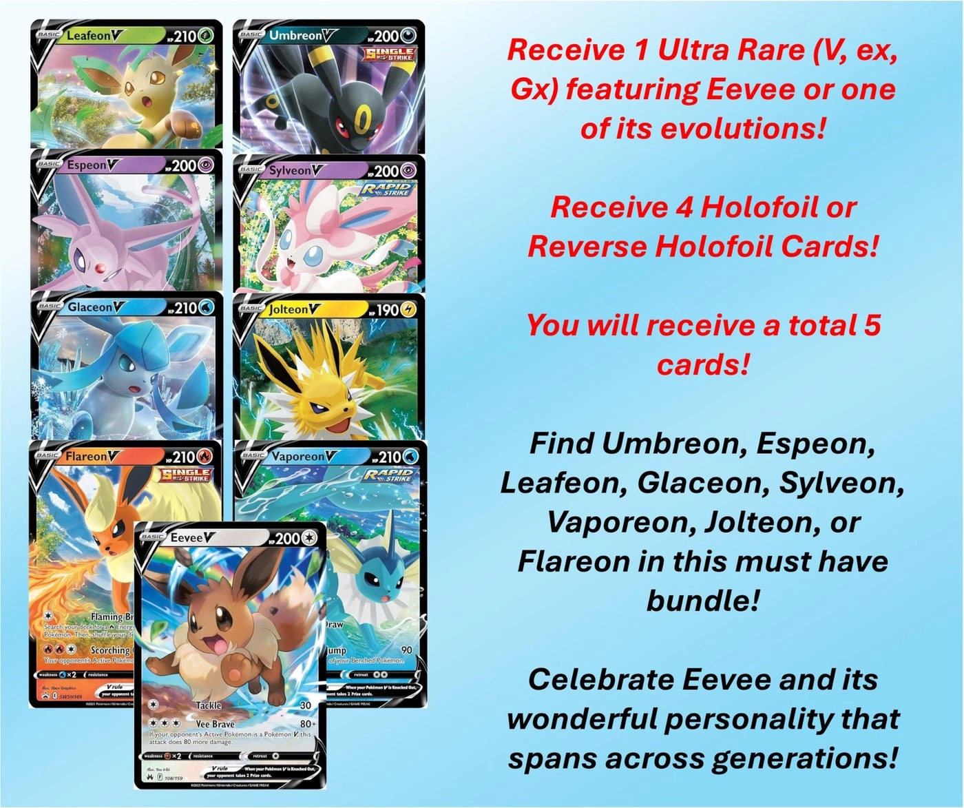 Eevee Card - 5pcs Bundle