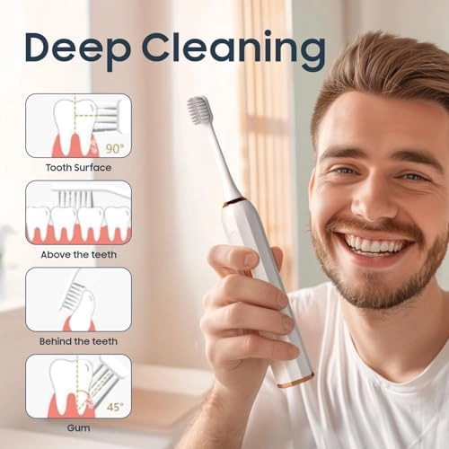 Sonic Toothbrush - Type-C rechargeable 2 Replaceable Brush Heads 3 Modes