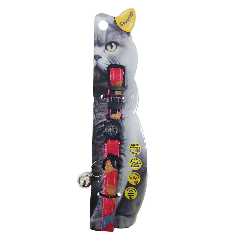 Pet Corner Trading LLC Swooosh Cat In Uniform Nylon Safe Collar - C-10mm 18/28cm cat