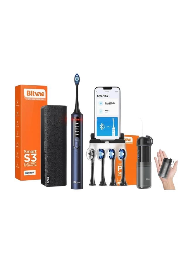 BV S3 - 8 Brush Heads + P1 - Mini + Cordless Telescopic Tank Oral Irrigator + IPX7 Waterproof Cleaner