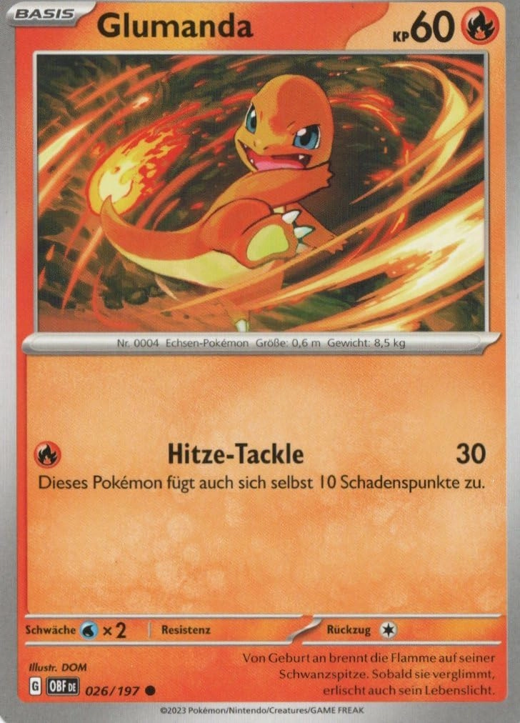 MZTCG (Near Mint) Glumanda OBF 026 - Obsidian Flames Trading Card (German)