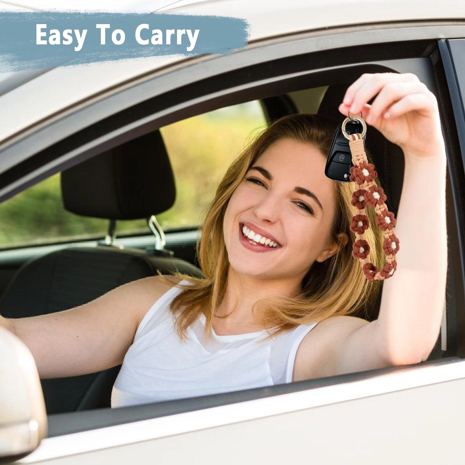 Boho Macrame Keychain - Car