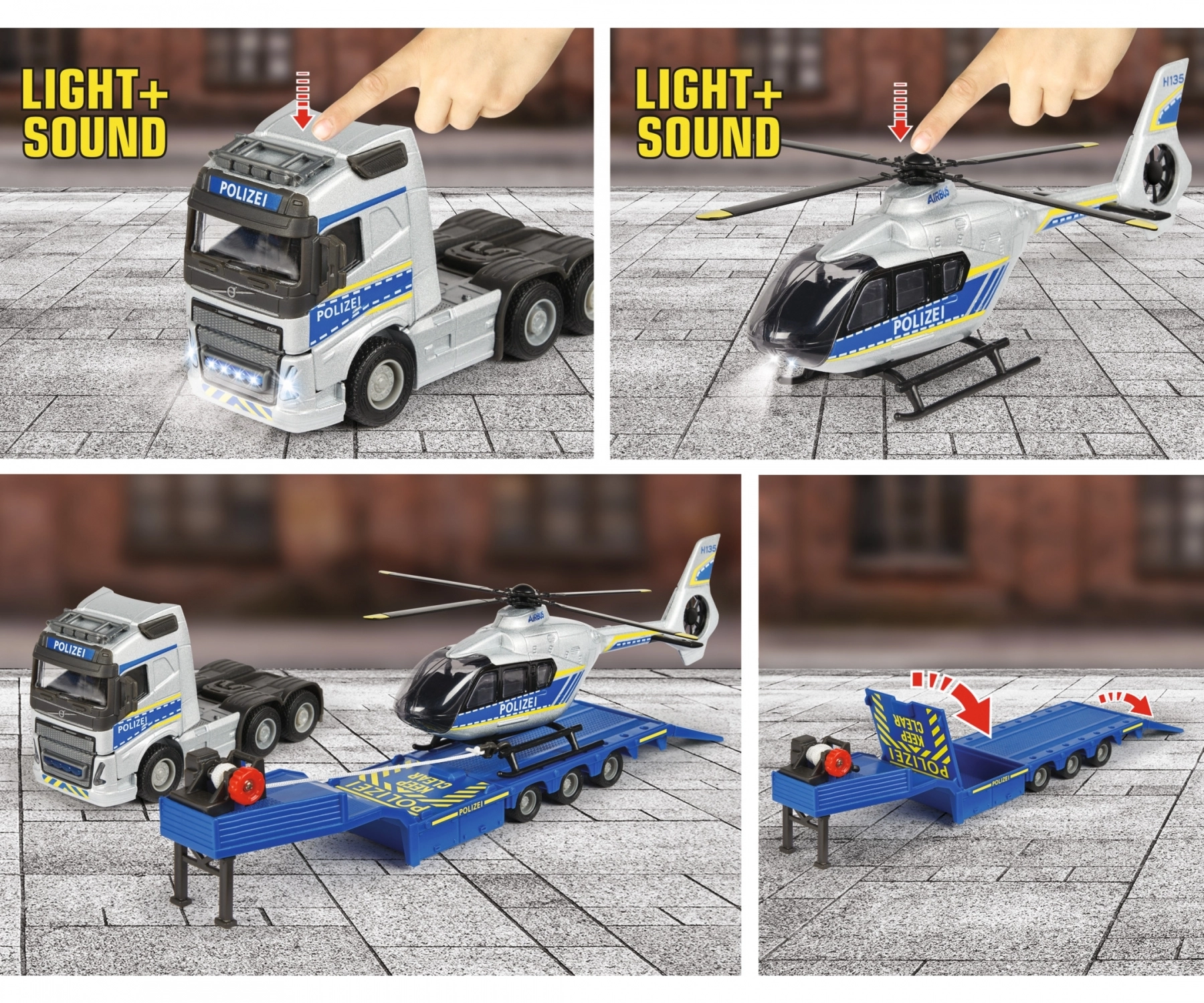 Volvo FH16 Truck - 35 cm + Airbus H135 Police Helicopter - 25.5 cm