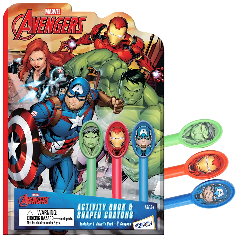 Marvel Avengers Activity Book and Shaped Crayons - 3+ years 4 pcs