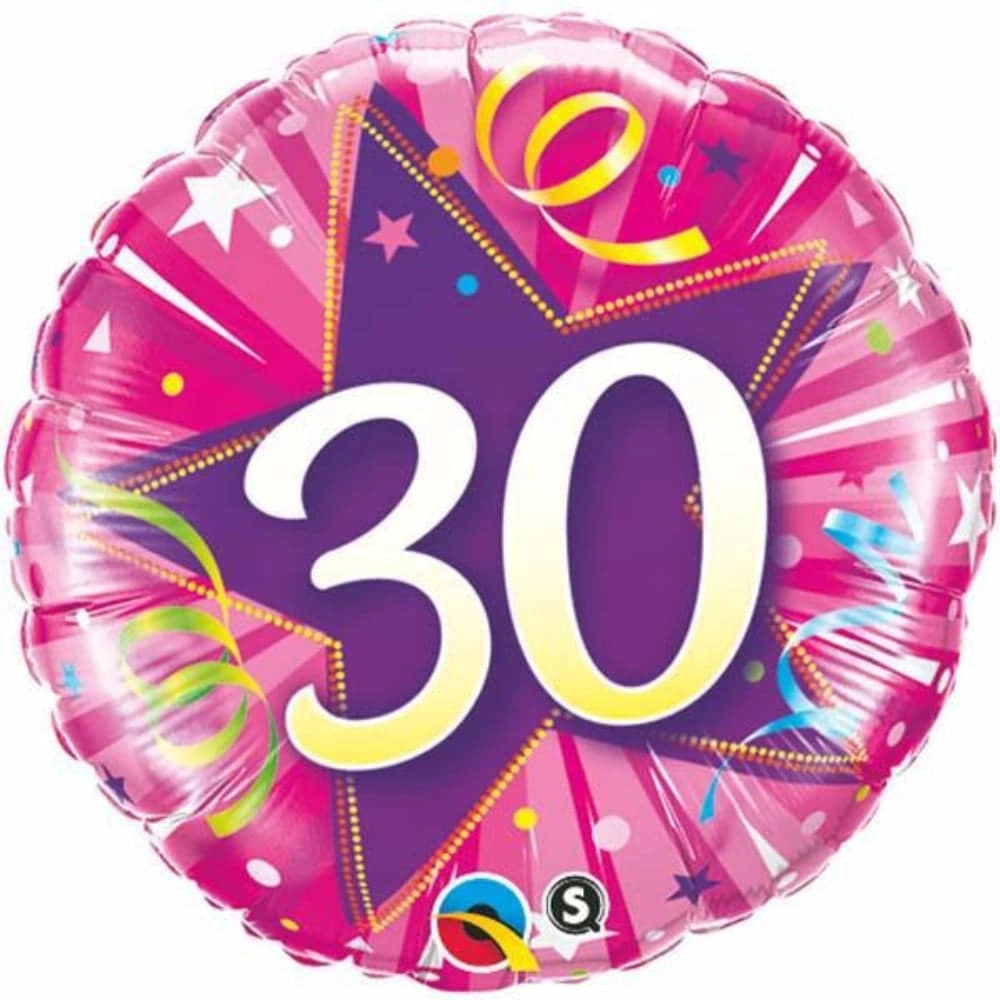 Party Zone Age 30 Shine Star Round Foil Balloon