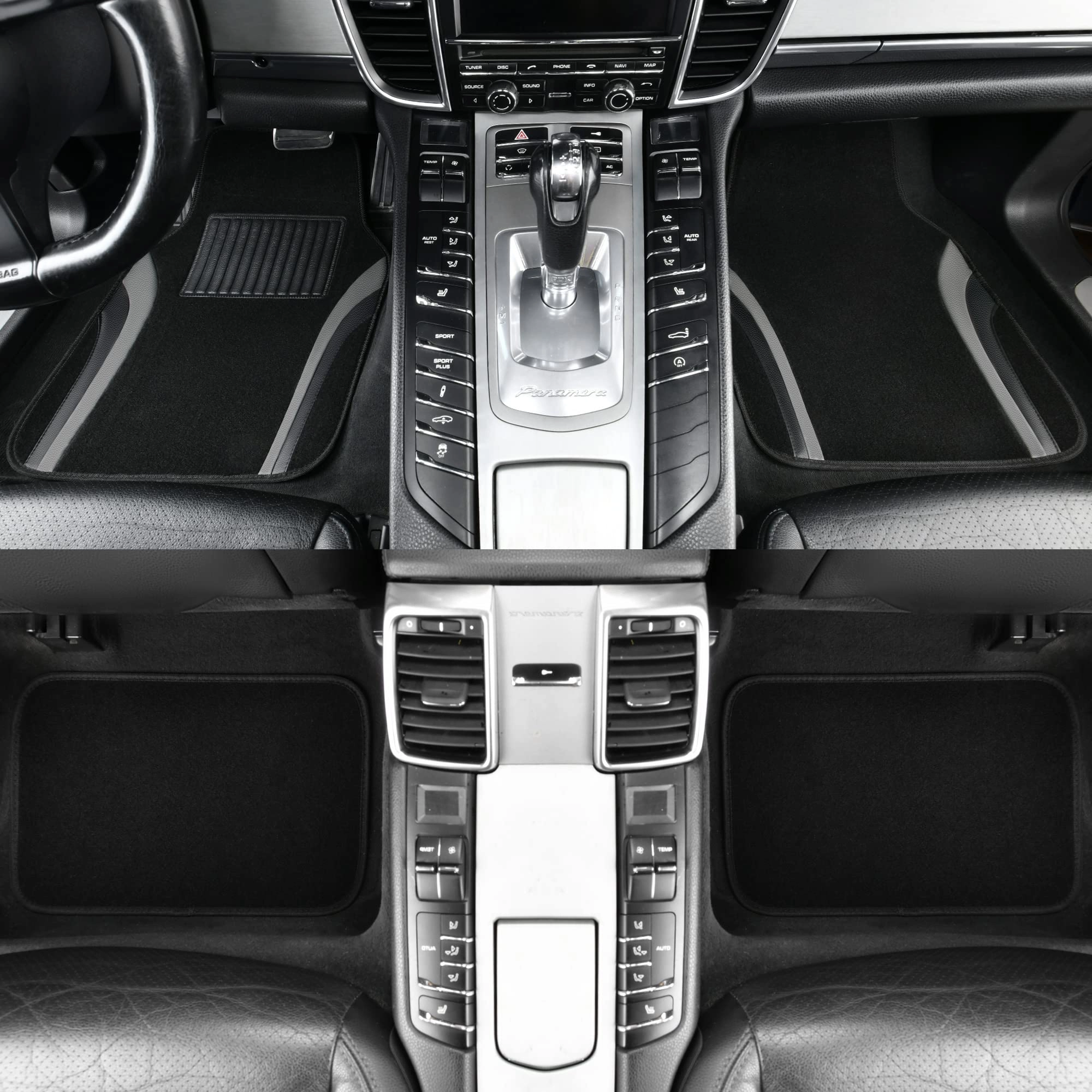Universal Fit Car Floor Mats - Set of 4pcs Black and Burgundy