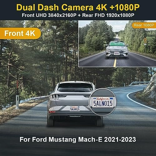 Dual Dash Cam - 2160P+1080P for Ford Mustang Mach-E 2021-2025