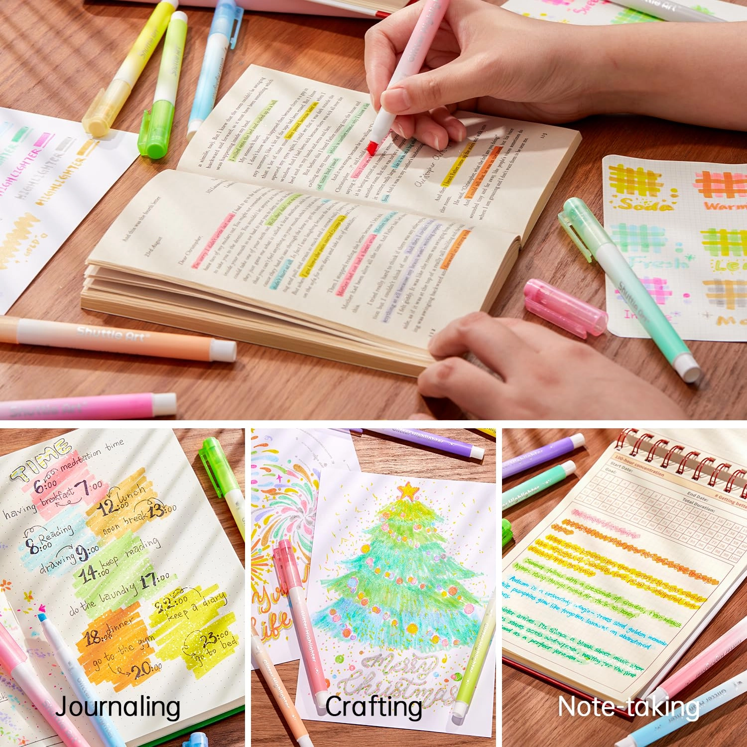 Glitter Highlighters - 10 Sparkle Colours Chisel Tip