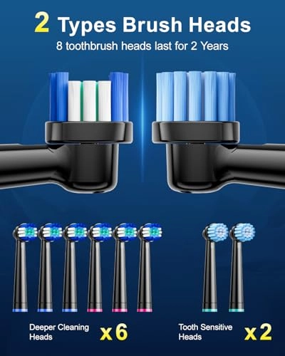 R608W - 8 Brush Heads 5 Cleaning Modes
