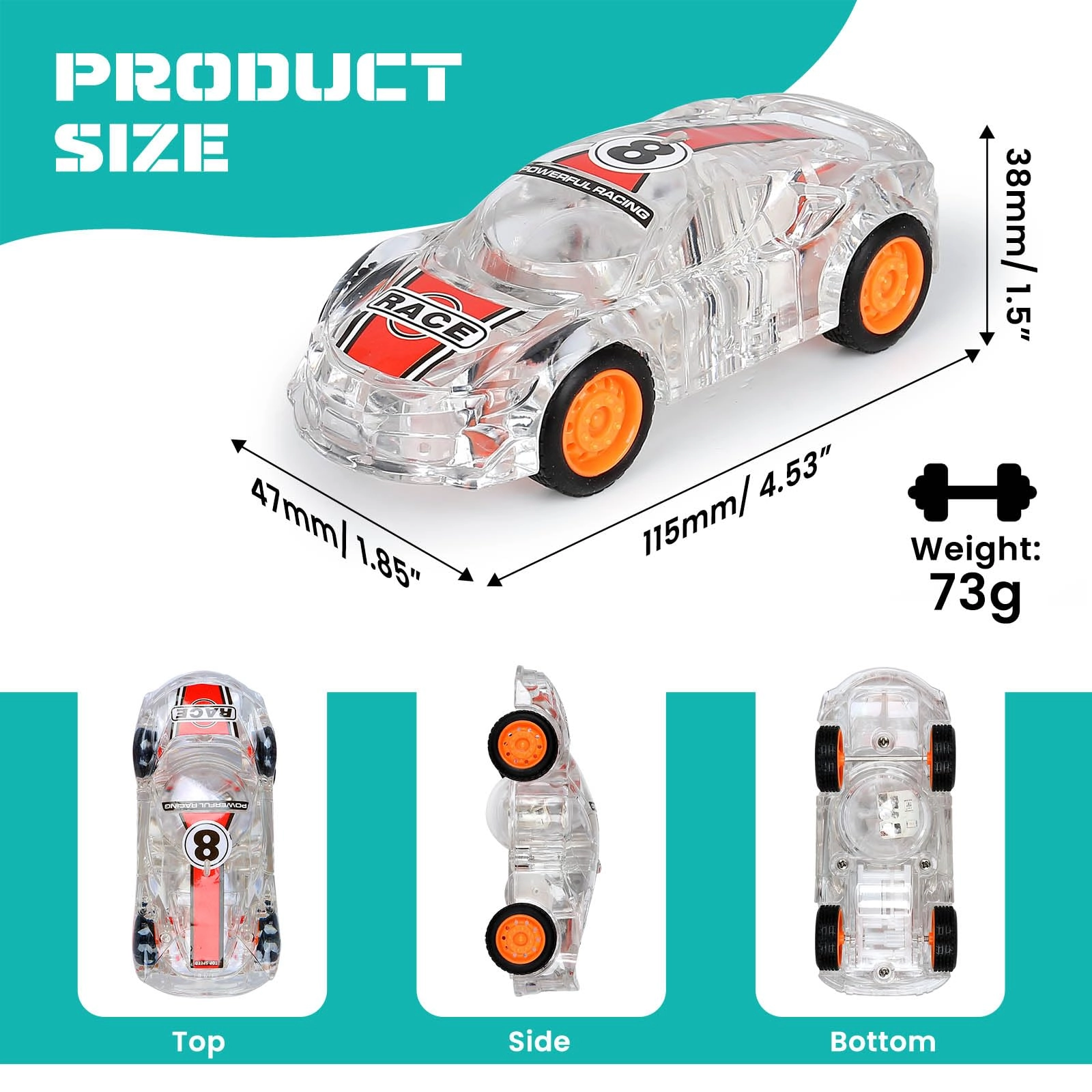 LED Light Up Pull Back Car - 2 pcs