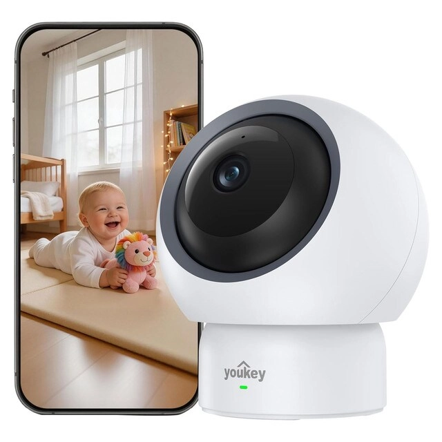 Youkey P310 - 2.5K 360° Pan/Tilt AI Crying Motion Detection