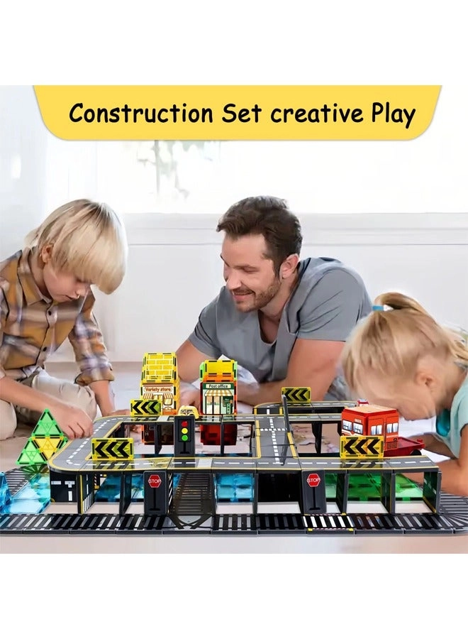 Magnetic Building Blocks Road Set - 50 pcs