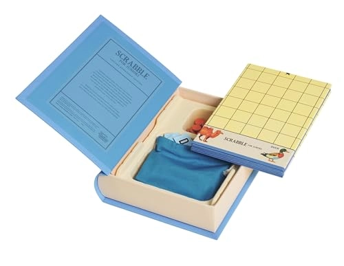 Scrabble for Juniors: Vintage Bookshelf Edition - 2-Sided Board Fabric-Wrapped Bookshelf Case