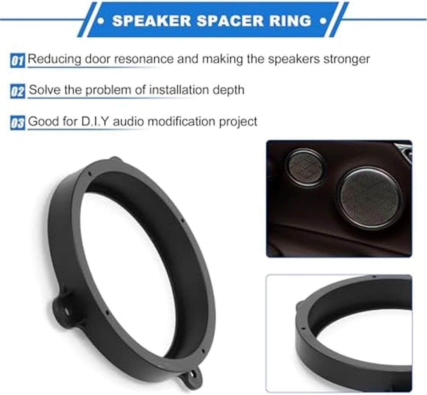 Speaker Spacer Ring - 6.5 inch 2 pieces black