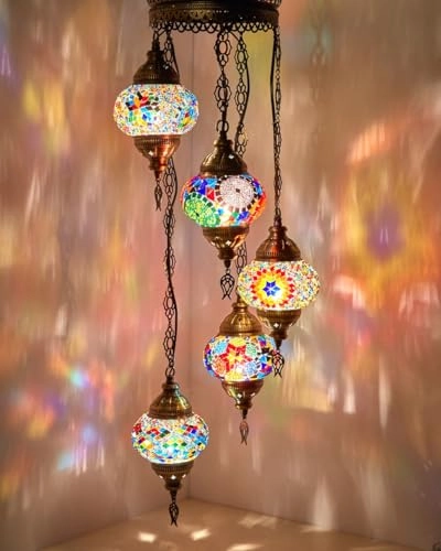 5-Globe Mosaic Ceiling Chandelier