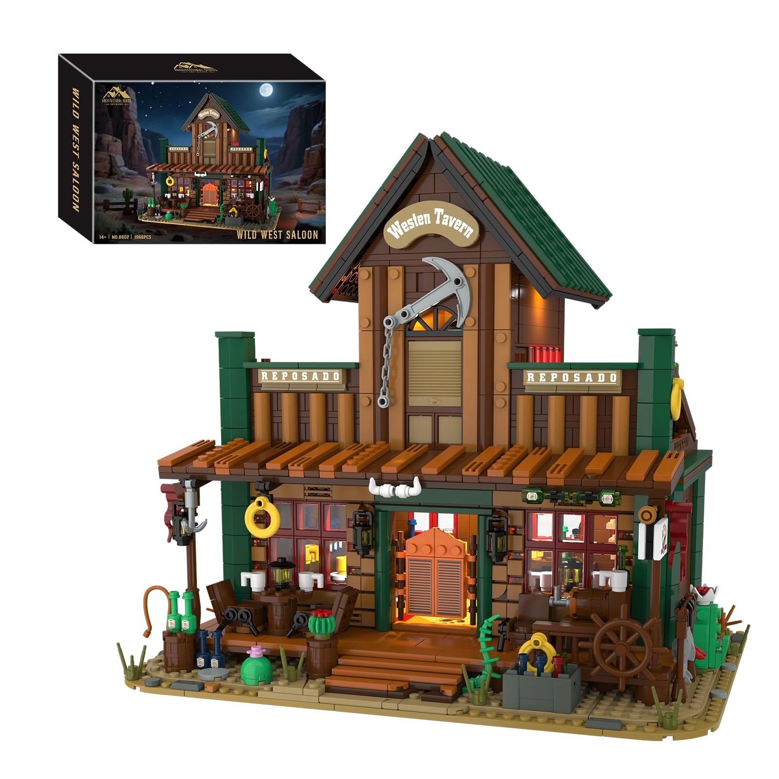 amireed Wild Western Tavern Lighting Building Set - 1966 pcs