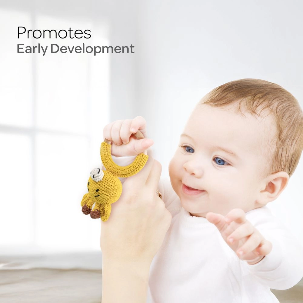 Crochet Ring Rattle Toy - Suitable for 0 month & above premium cotton yarn Tiger