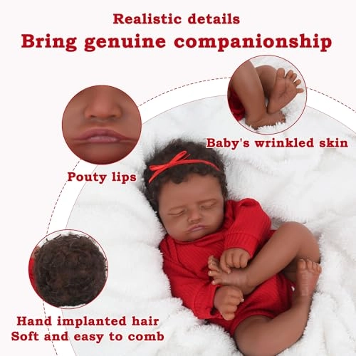Reborn Baby Doll - 18 Inch African American Sleeping Newborn Ages 3+