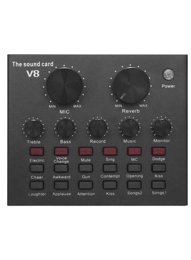 Sound Card for Audio Broadcast - USB 12 sound effects 6 modes Bluetooth