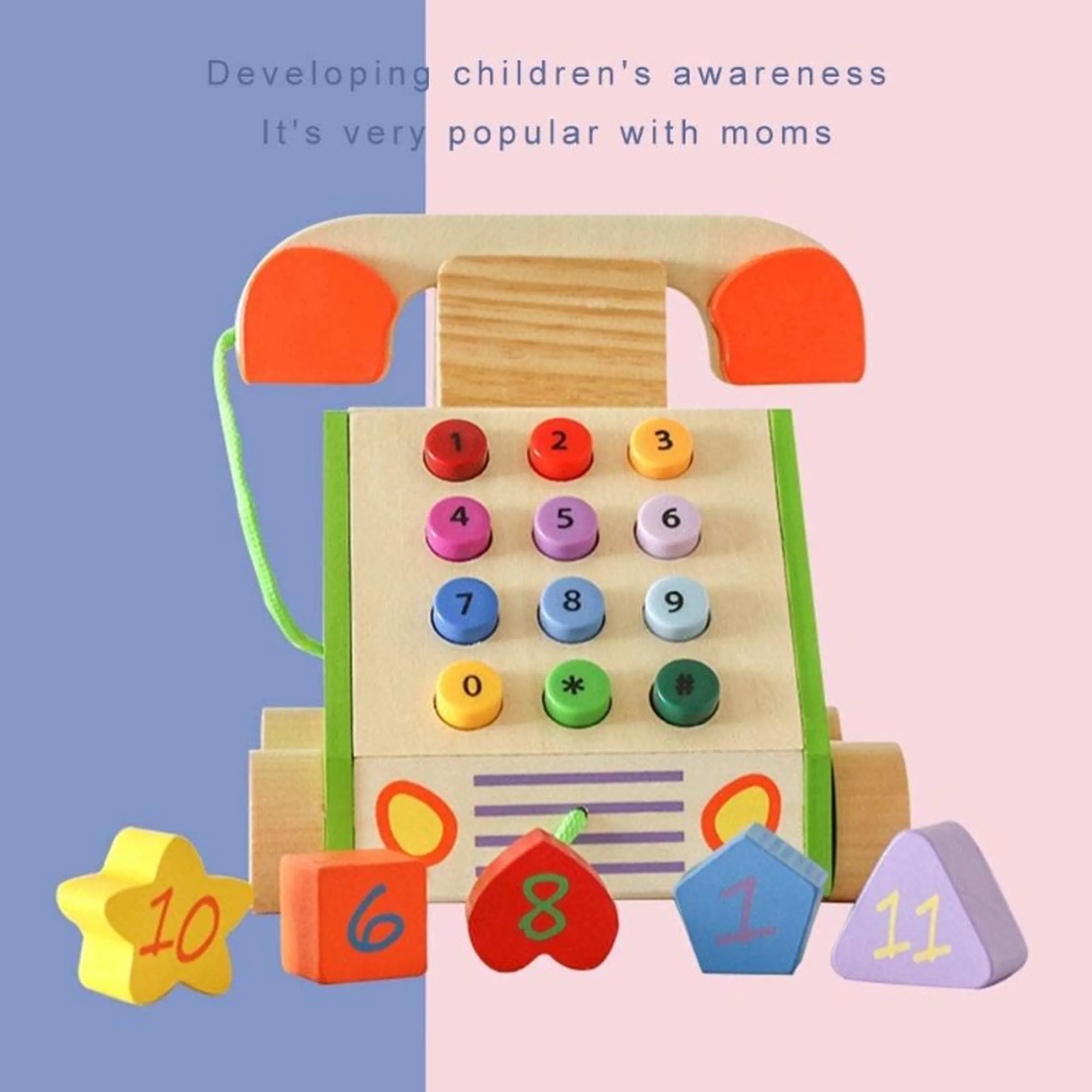 Pull Along Wooden Telephone