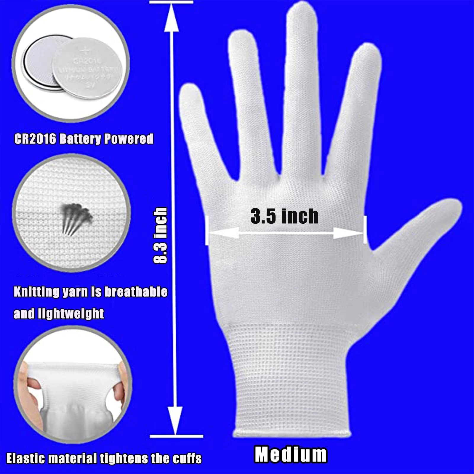 LED Gloves - kids,teens,adults Medium