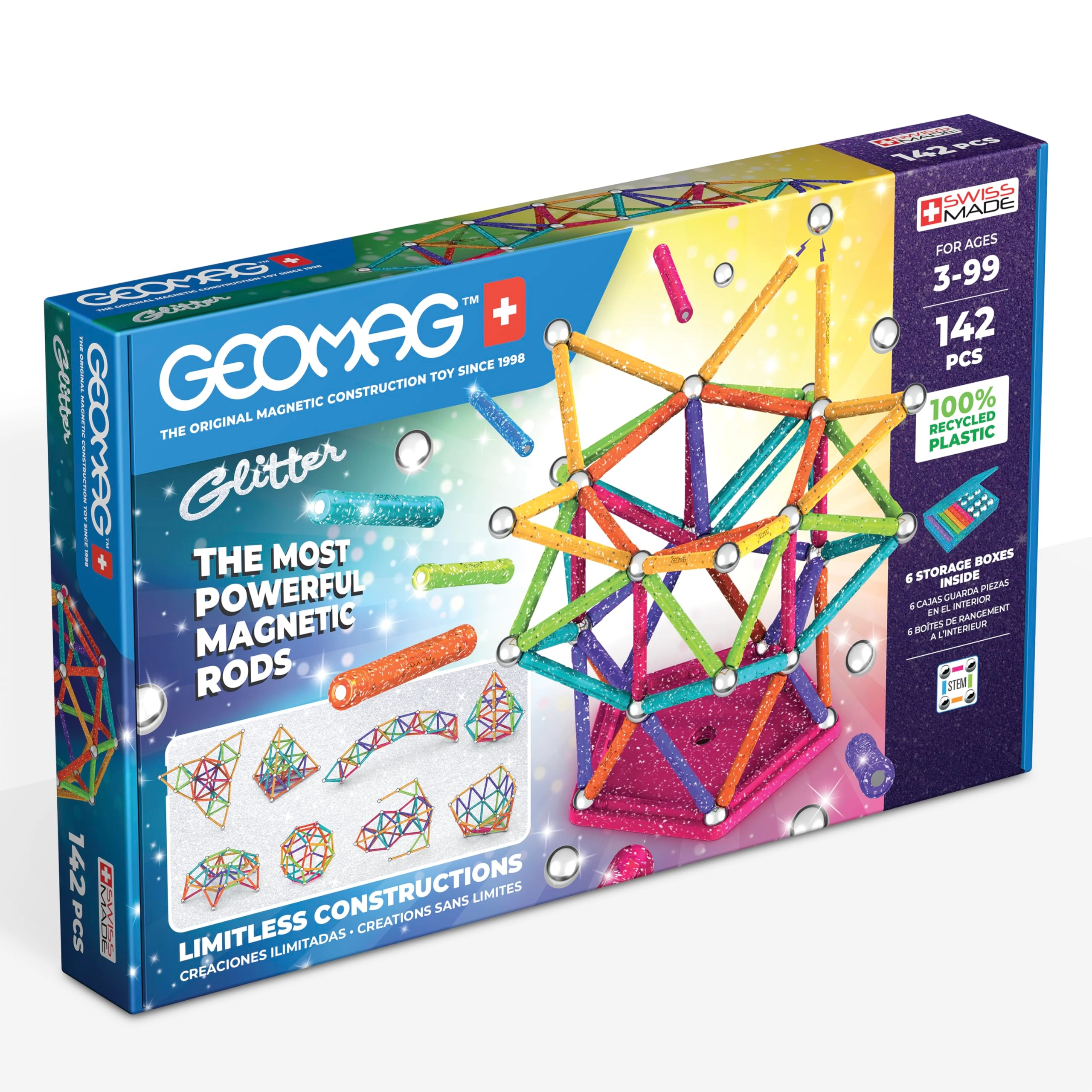 Geomag Recycled Glitter - 3D Models 142pcs