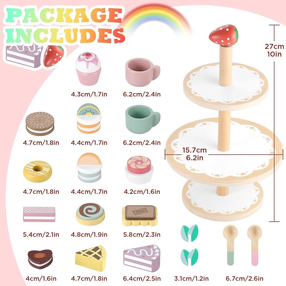 Wooden Dessert Stand Toy - 12+ pcs (5551007-KABI_0163)