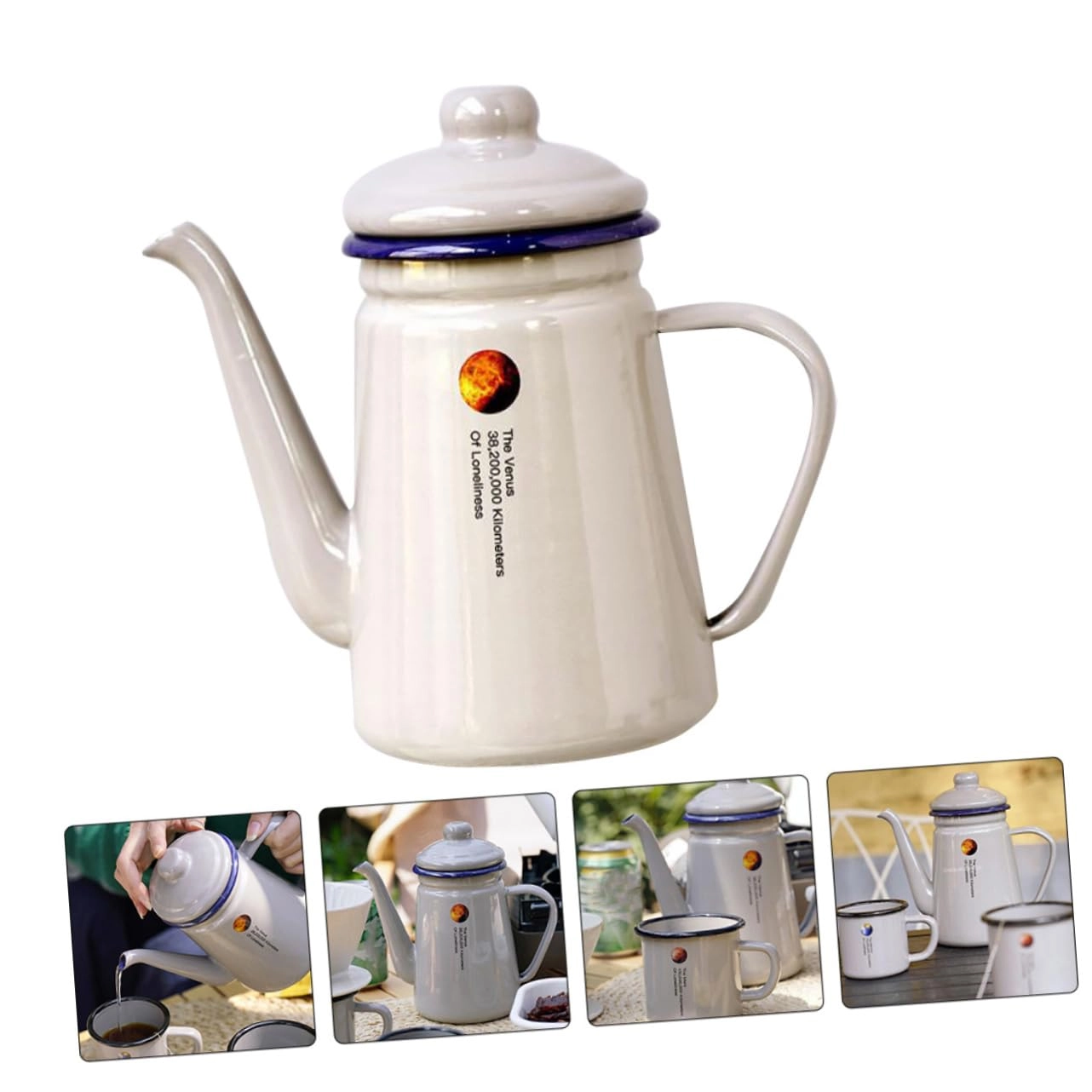 Tea Kettles - 1 x Enamel Kettle 1100ml
