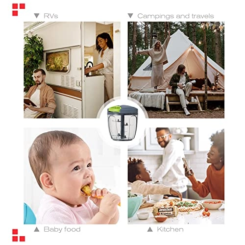 Manual Food Processor - 900 ml three blades