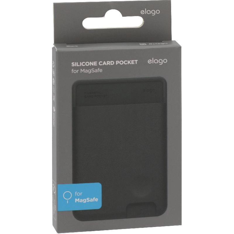 elago MagSafe Silicone Card Pocket Phone Wallet - Black Supports up to 2 Cards