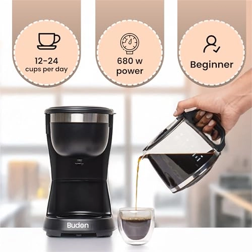 Drip Coffee Maker - 12 Cups Borosilicate Carafe Auto Shut Off