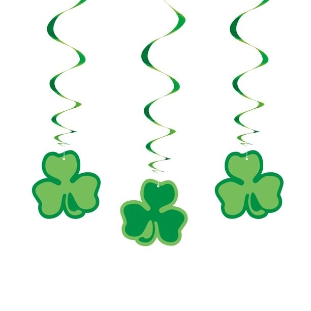 Party Zone Clover Hanging Swirl Decorations - 26in 3 pc