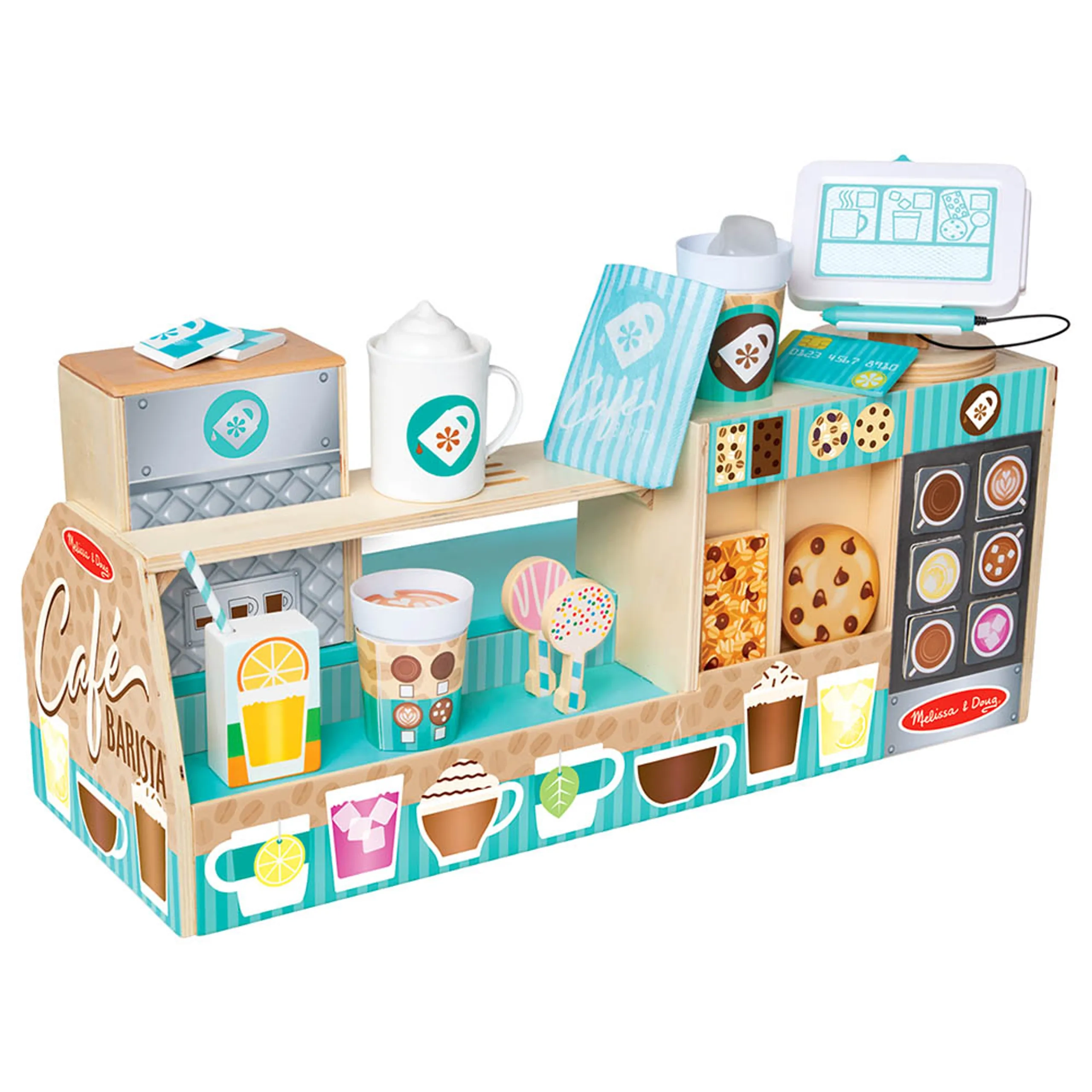 Melissa & Doug Wooden Cafe Barista Coffee Shop Playset - 35 pcs (EM-MD30602)
